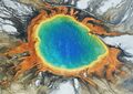 Aerial view of Grand Prismatic Spring