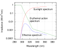 Erythemal action spectrum showing UV effects on skin.