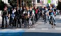 Cyclists at red