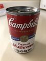 A can of Campbell's Condensed Cream of Mushroom Soup