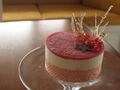 Eggnog mousse cake with almond dacquoise