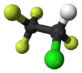 2-chloro-1,1,1,2-tetrafluoroethane 3D balls
