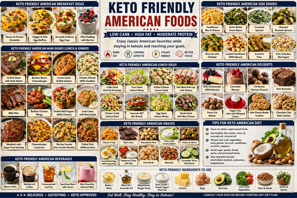 Keto American foods collage