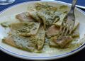 Testaroli with pesto in Pontremoli