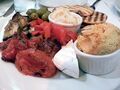 Skordalia with hummus and vegetables