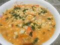 Corn and malunggay soup with shrimps