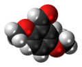 2,5-Dimethoxybenzaldehyde 3D space-filling model