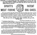 1876 ad for Spratt's Patent Meat Fibrine Dog Cakes