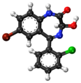 Ball-and-stick model of 3-Hydroxyphenazepam