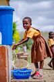 Pupil washes hands during COVID-19 pandemic in Ghana