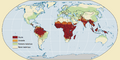 World map of past and current malaria prevalence