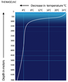 Illustration of the thermocline layer in water.