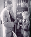 Child receiving rabies inoculation