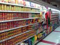 Pet food aisle in a supermarket