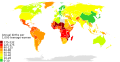 Adolescent birth rate per 1000 women world map (2007 - 2012)
